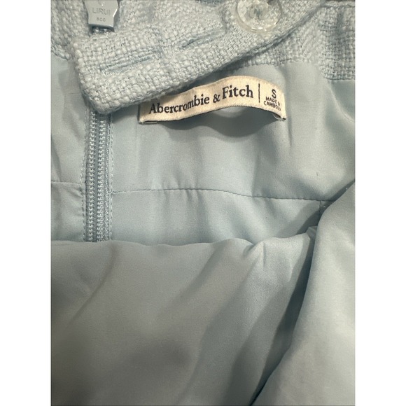 Abercrombie & Fitch Women's Light Blue Tweed Mini Dress Adjustable Straps Size S - Picture 8 of 8